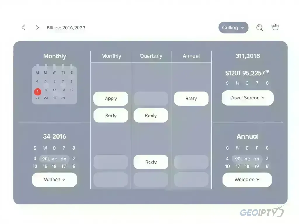 Calendar showing different billing cycles