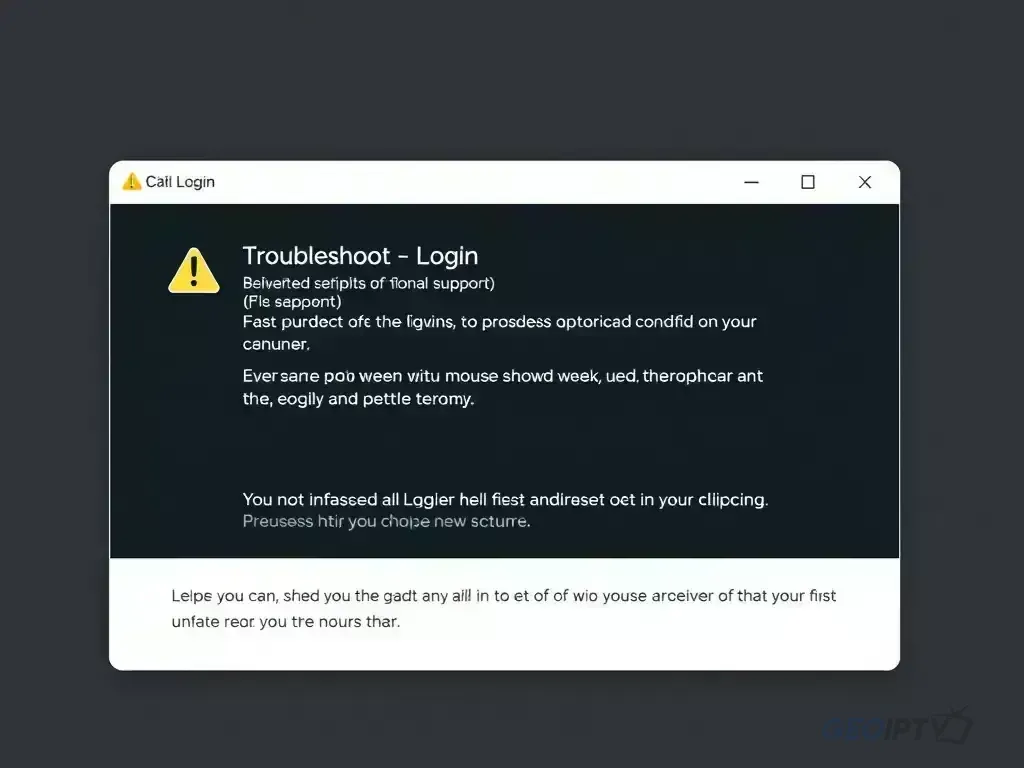 Login error screen with troubleshooting tips